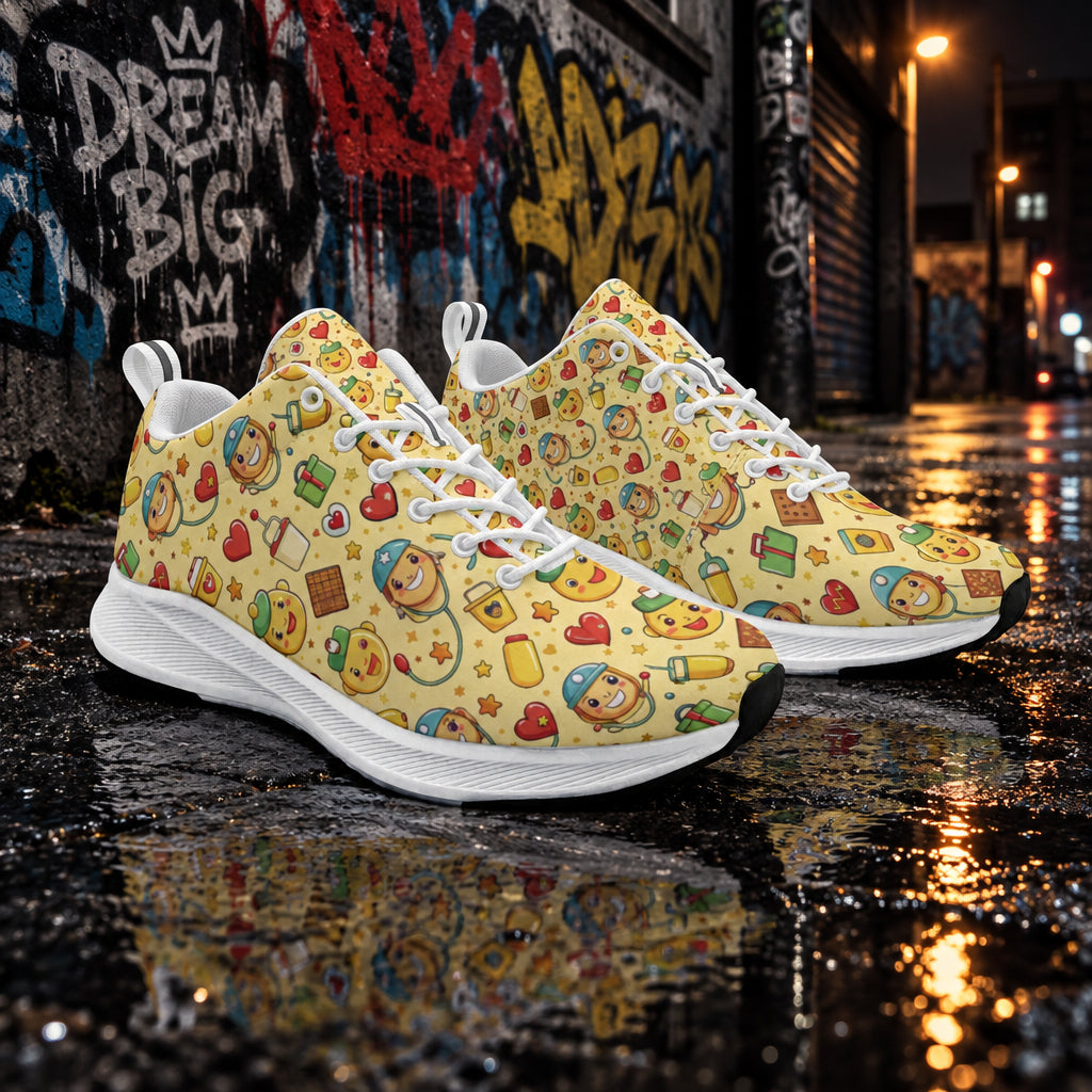 Sunshine Care Buddies Sneakers featuring bright yellow accents, comfort‑mesh design, and cheerful healthcare‑themed details.